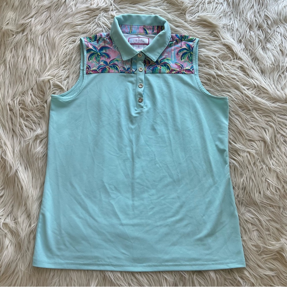 Stella Parker Golf Sleeveless Polo Shirt Floral Tropical Palm Tree Women’s S